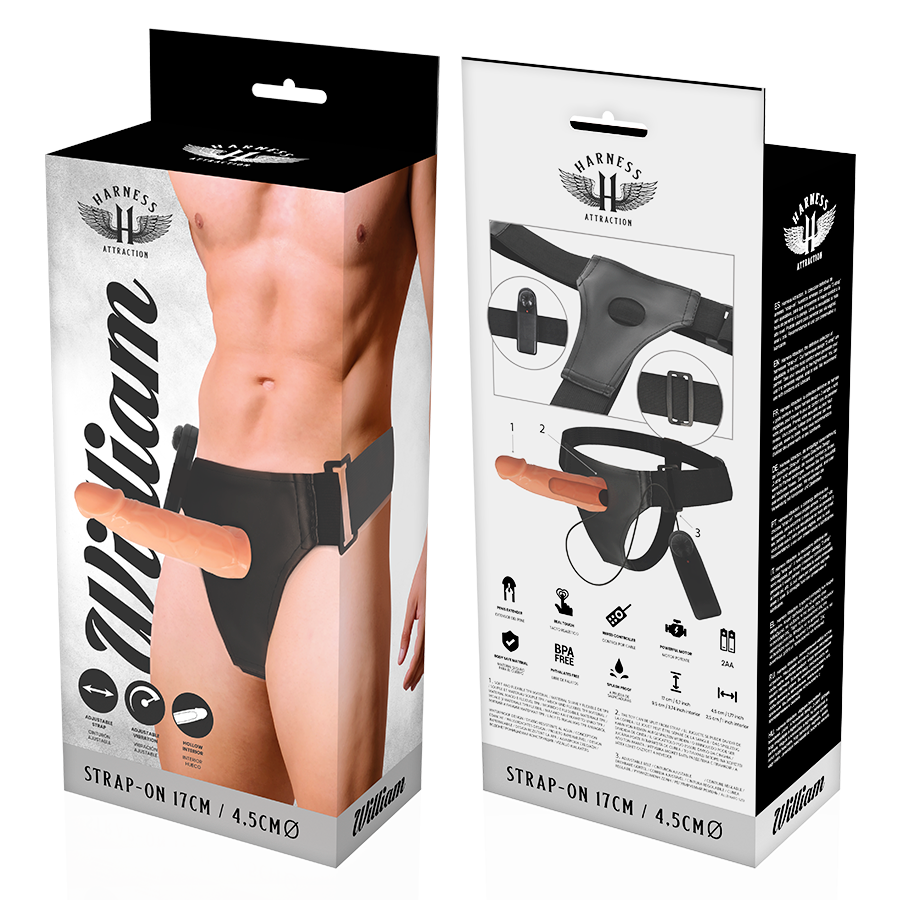 HARNESS ATTRACTION - WILLIAN HOLLOW RNES WITH VIBRATOR 17 CM -O- 4.5 CM - Amore24