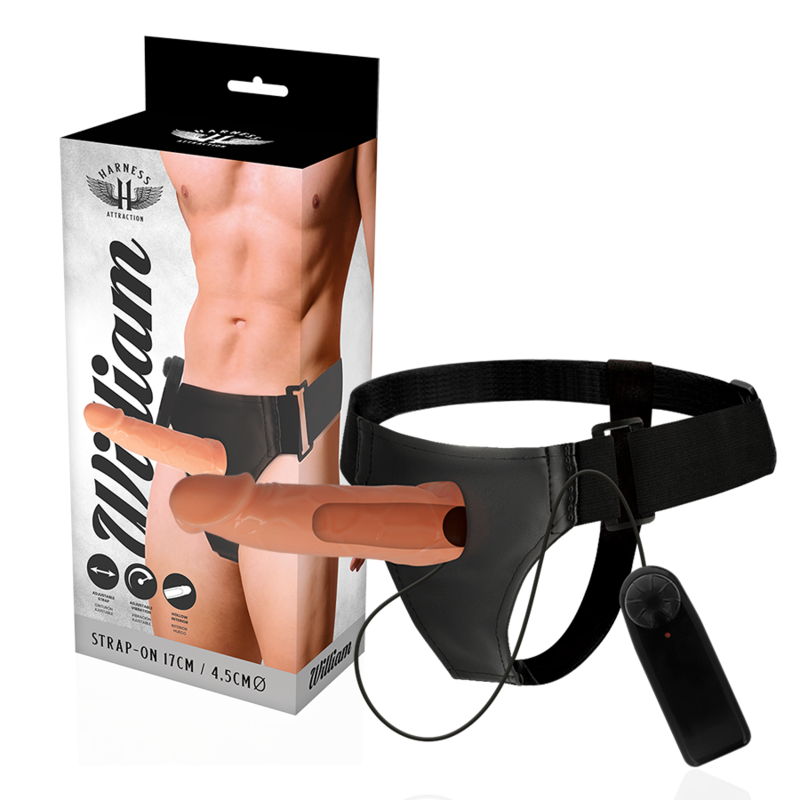 HARNESS ATTRACTION - WILLIAN HOLLOW RNES WITH VIBRATOR 17 CM -O- 4.5 CM - Amore24