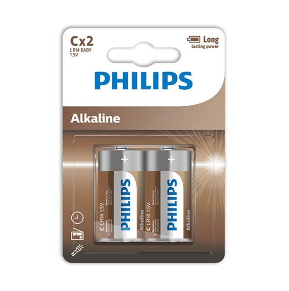 PHILIPS - ALKALINE BATTERIES C LR14 BLISTER*2 - Amore24