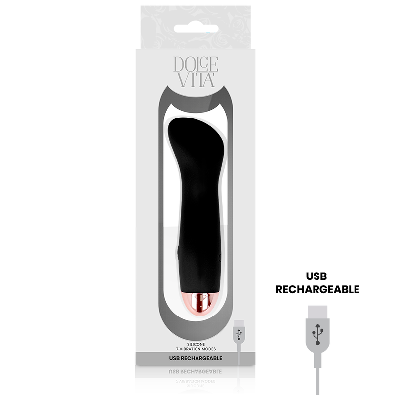 DOLCE VITA - RECHARGEABLE VIBRATOR ONE BLACK 7 SPEED - Amore24