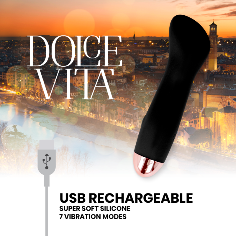 DOLCE VITA - RECHARGEABLE VIBRATOR ONE BLACK 7 SPEED - Amore24
