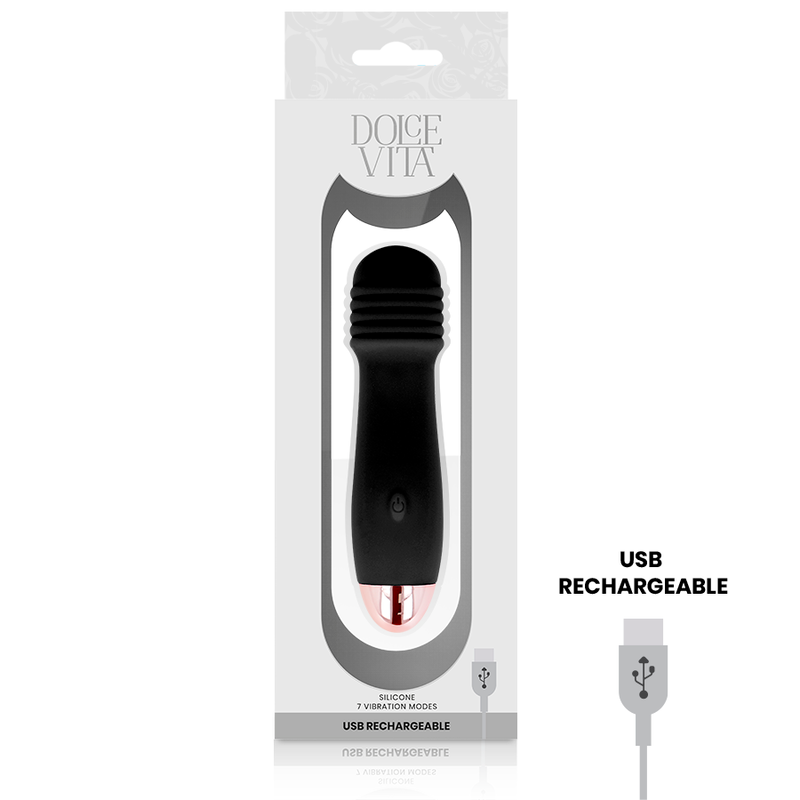 DOLCE VITA - RECHARGEABLE VIBRATOR THREE BLACK 7 SPEED - Amore24