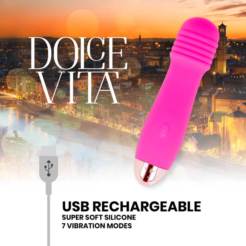 DOLCE VITA - RECHARGEABLE VIBRATOR THREE PINK 7 SPEEDS - Amore24