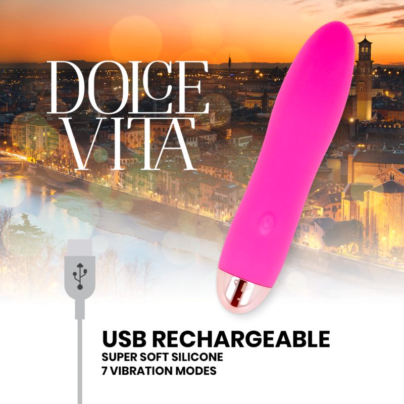 DOLCE VITA - RECHARGEABLE VIBRATOR FOUR PINK 7 SPEEDS - Amore24