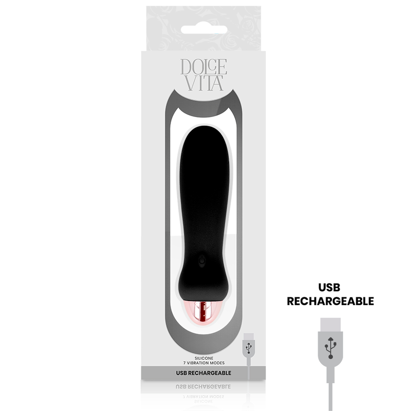 DOLCE VITA - RECHARGEABLE VIBRATOR FIVE BLACK 7 SPEEDS - Amore24