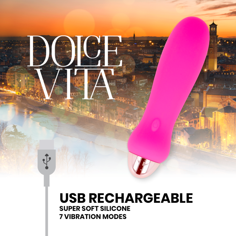 DOLCE VITA - RECHARGEABLE VIBRATOR FIVE PINK 7 SPEEDS - Amore24