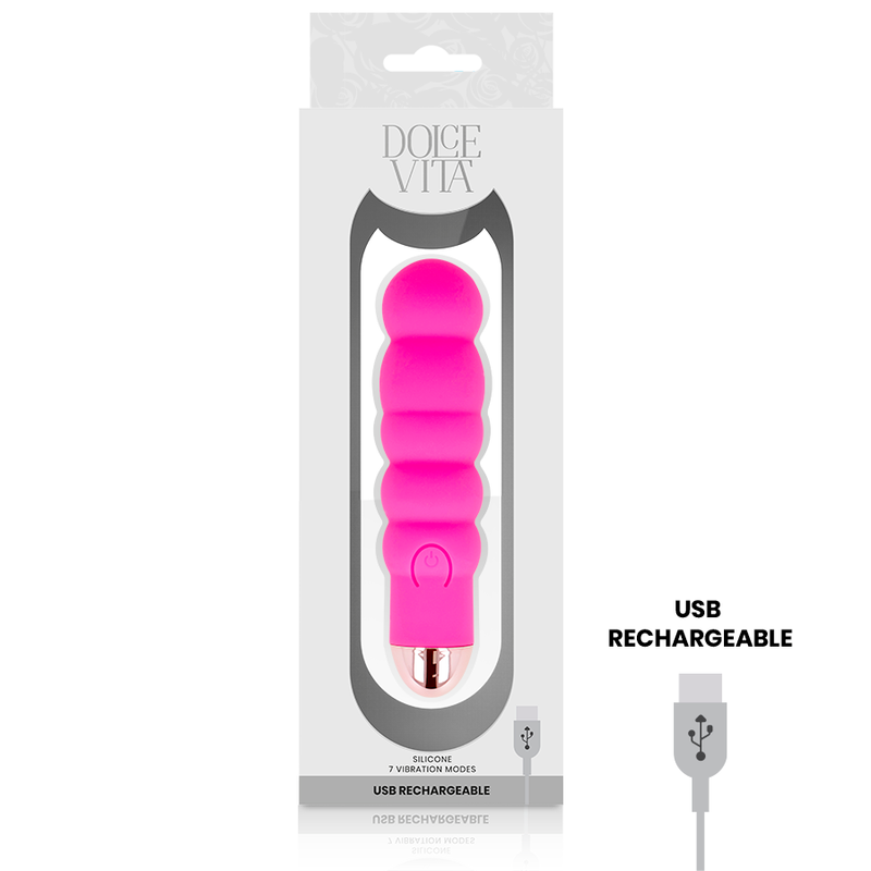 DOLCE VITA - RECHARGEABLE VIBRATOR SIX PINK 7 SPEEDS - Amore24
