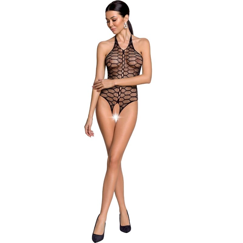 PASSION - WOMAN BS087 BLACK BODYSTOCKING ONE SIZE - Amore24