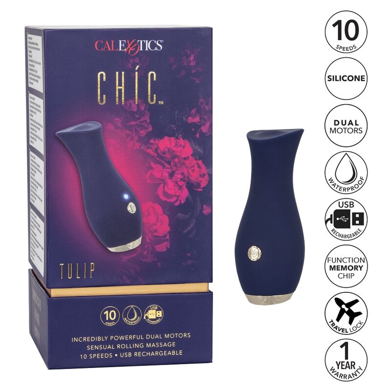 CALEXOTICS - CHIC TULIP MASAJEADOR - AZUL - Amore24