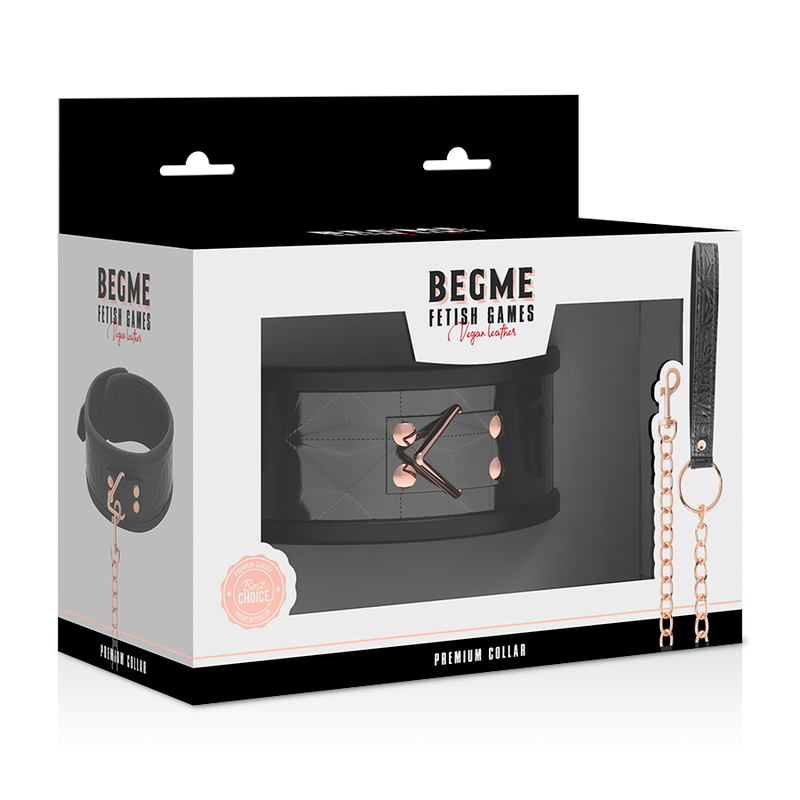 BEGME - BLACK EDITION PREMIUM VEGAN LEATHER COLLAR WITH NEOPRENE LINING - Amore24