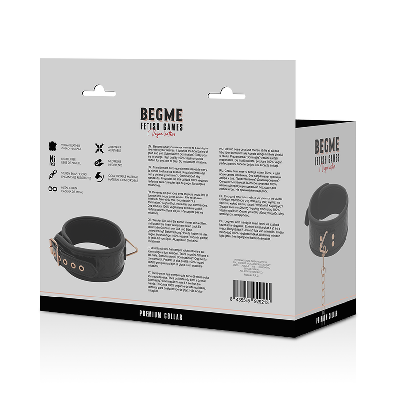 BEGME - BLACK EDITION PREMIUM VEGAN LEATHER COLLAR WITH NEOPRENE LINING - Amore24