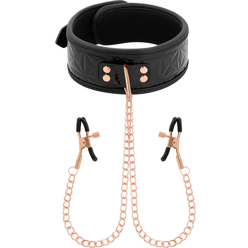 BEGME - BLACK EDITION COLLAR WITH NIPPLE CLAMPS WITH NEOPRENE LINING - Amore24