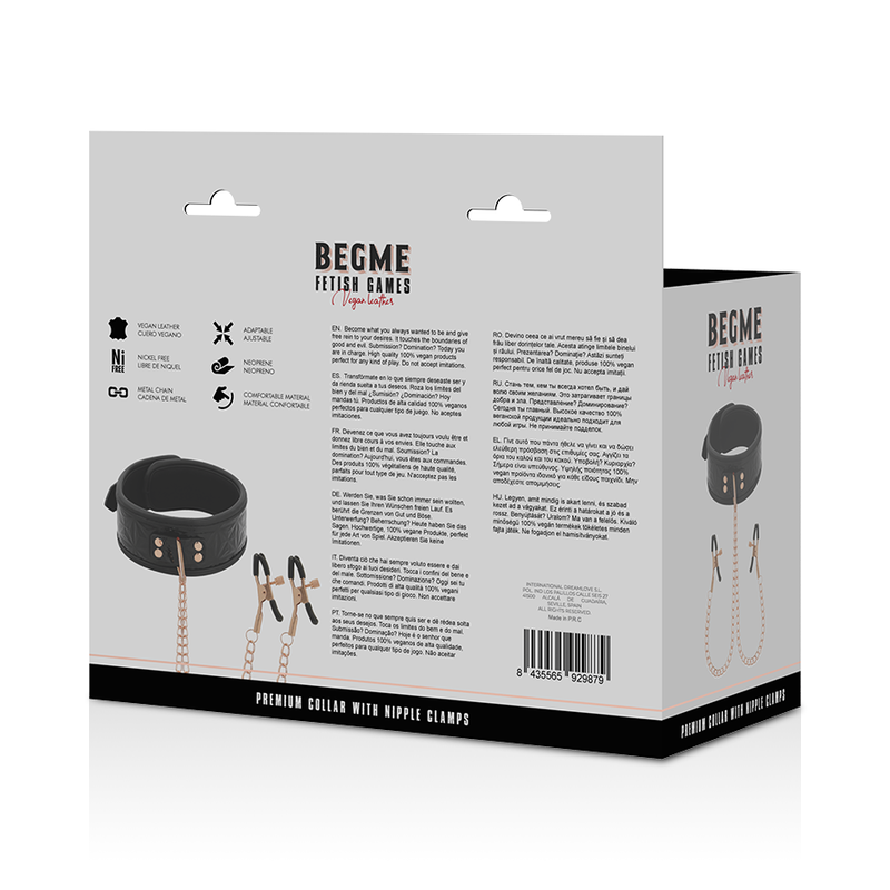 BEGME - BLACK EDITION COLLAR WITH NIPPLE CLAMPS WITH NEOPRENE LINING - Amore24