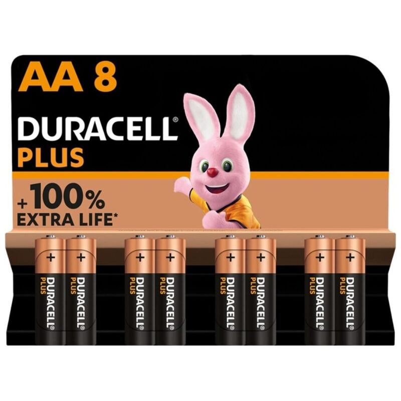 DURACELL - PLUS POWER 100 ALKALINE BATTERY AA LR6 8 UNIT - Amore24