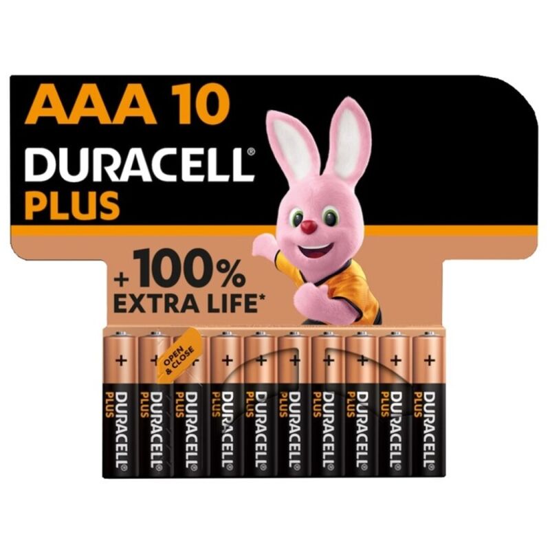 DURACELL - PLUS POWER 100 ALKALINE BATTERY AAA LR03 10 UNIT - Amore24