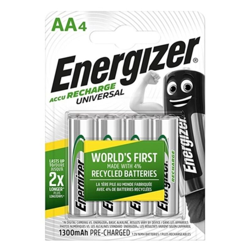 ENERGIZER - UNIVERSAL RECHARGEABLE BATTERY HR6 AA 1300mAh 4 UNIT - Amore24