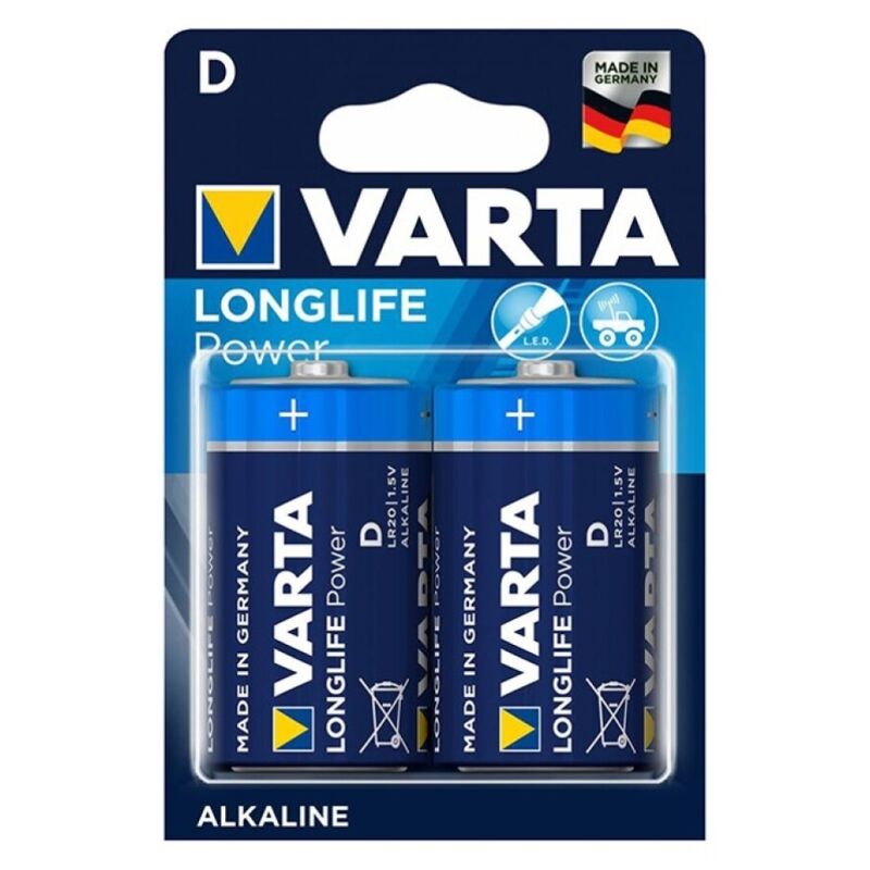 VARTA - LONGLIFE POWER ALKALINE BATTERY D LR20 2 UNIT - Amore24