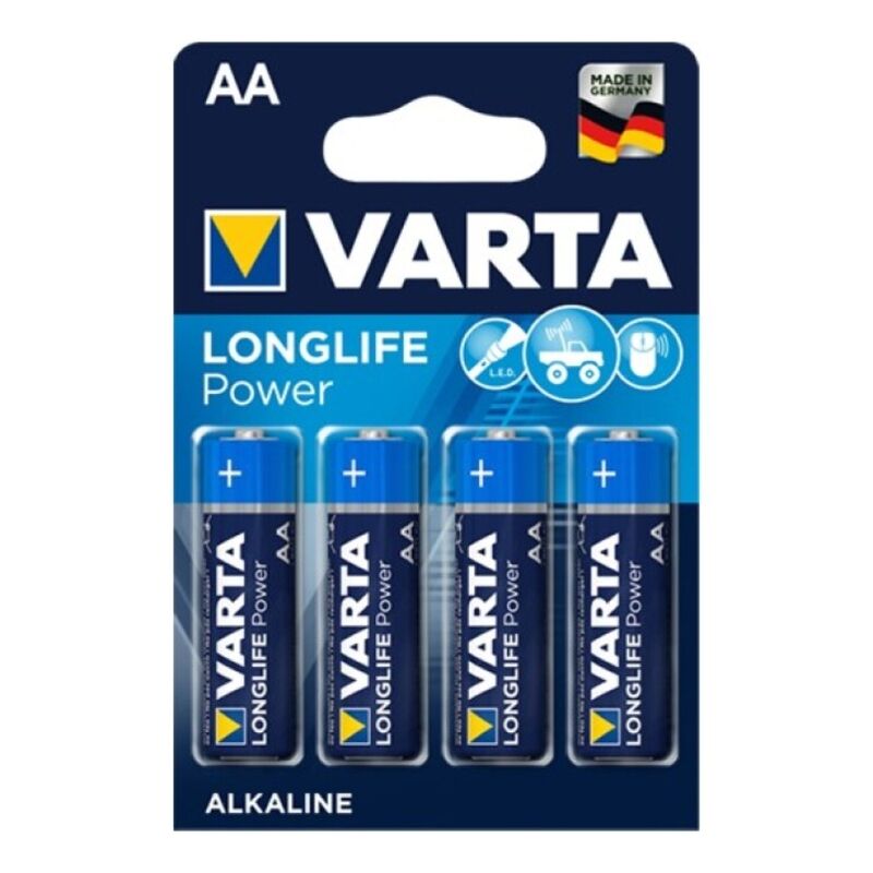 VARTA - LONGLIFE POWER ALKALINE BATTERY AA LR6 4 UNIT - Amore24