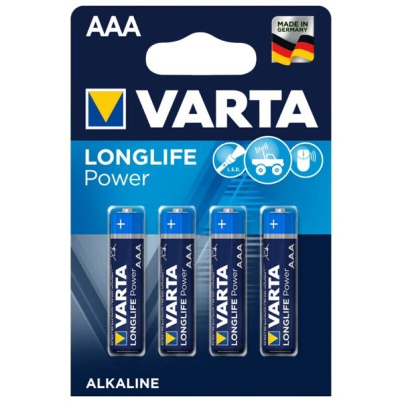 VARTA - LONGLIFE POWER ALKALINE BATTERY AAA LR03 4 UNIT - Amore24