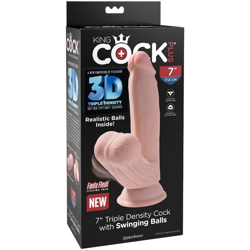 KING COCK - PLUS 3D DILDO SWINGING BALLS 15.2 CM LIGHT SKIN - Amore24