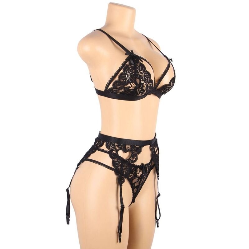 SUBBLIME - SET THREE PIECES SET BRA+ GARTER BELT + THONG L/XL - Amore24