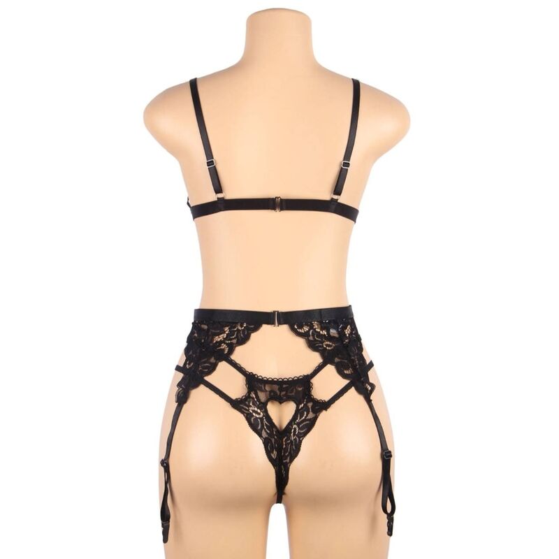 SUBBLIME - SET THREE PIECES SET BRA+ GARTER BELT + THONG L/XL - Amore24