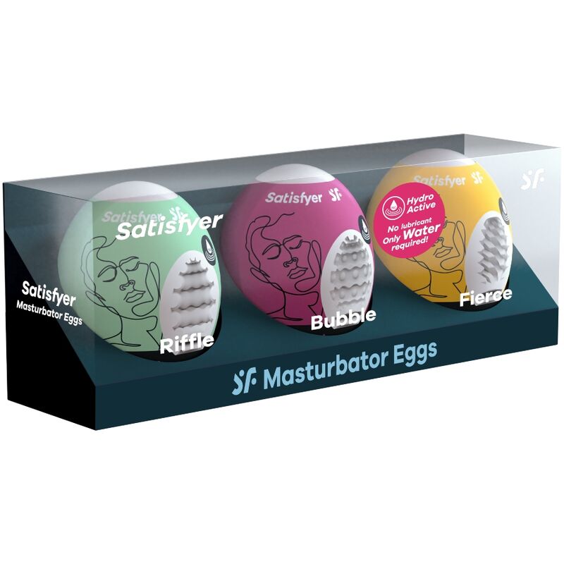 SATISFYER - 3 MASTURBATOR EGGS RIFFLE, BUBBLE & FIERCE - Amore24