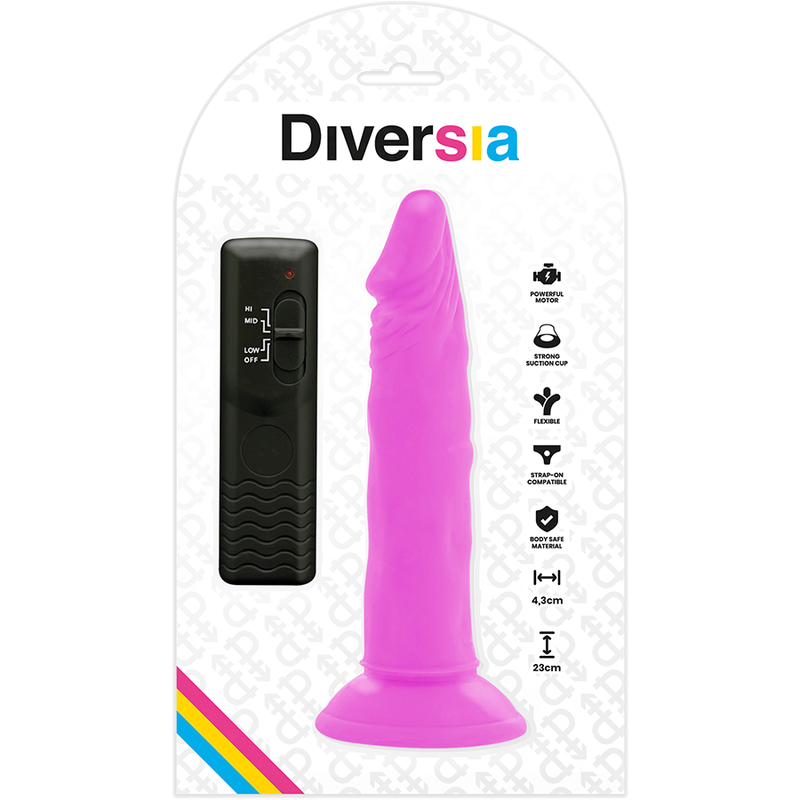 DIVERSIA - FLEXIBLE VIBRATING DILDO PURPLE 23 CM -O- 4.3 CM - Amore24
