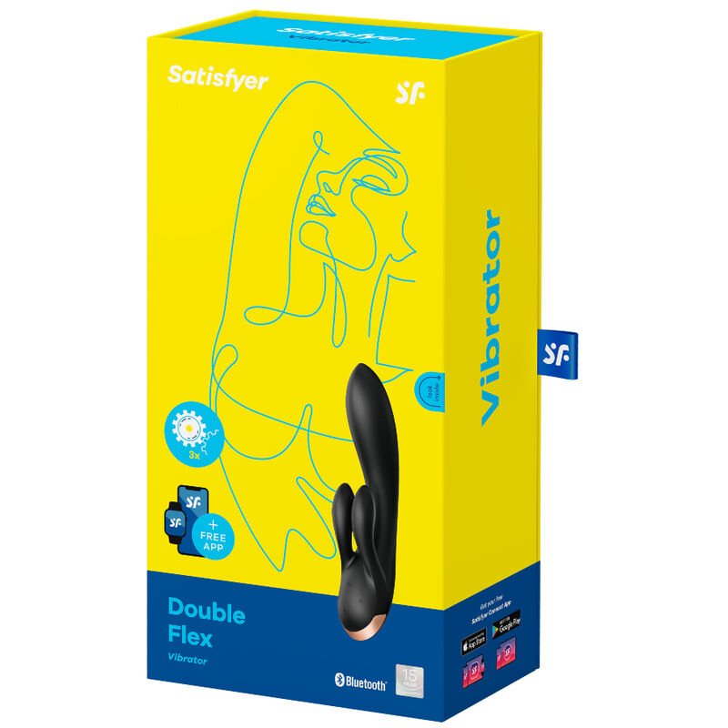 SATISFYER - DOUBLE FLEX VIBRATOR APP BLACK - Amore24