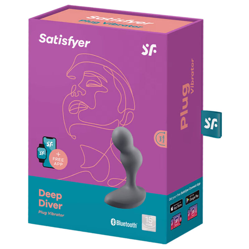 SATISFYER - DEEP DIVER VIBRATING PLUG APP BLUE - Amore24