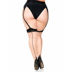 LEG AVENUE - PLUS LYCRA SHEER 2 TONE THIGH HIGH WITH BACKSEAM AND CUBAN HEEL - Amore24