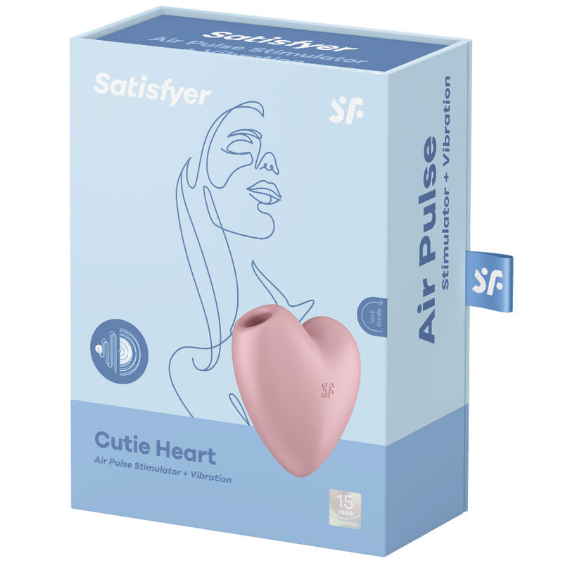 SATISFYER - CUTIE HEART AIR PULSE STIMULATOR & VIBRATOR PINK - Amore24