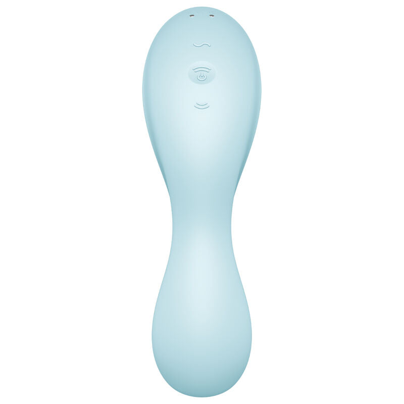 SATISFYER - CURVY TRINITY 5 AIR PULSE STIMULATOR & VIBRATOR APP BLUE - Amore24
