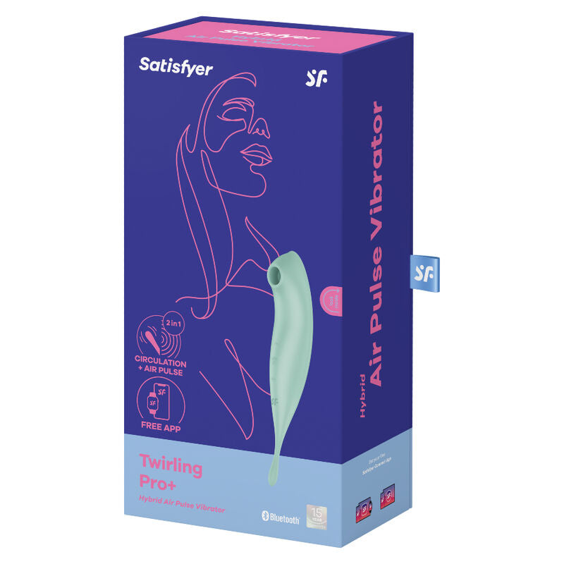 SATISFYER - TWIRLING PRO+ AIR PULSE STIMULATOR & VIBRATOR APP GREEN - Amore24