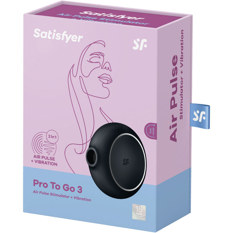 SATISFYER - PRO TO GO 3 DOUBLE AIR PULSE STIMULATOR & VIBRATOR BLUE - Amore24