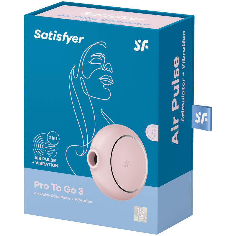 SATISFYER - PRO TO GO 3 DOUBLE AIR PULSE STIMULATOR & VIBRATOR BLUE - Amore24