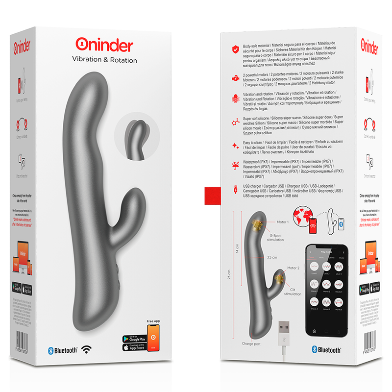 ONINDER - OSLO VIBRATION & ROTATION BLACK - FREE APP - Amore24