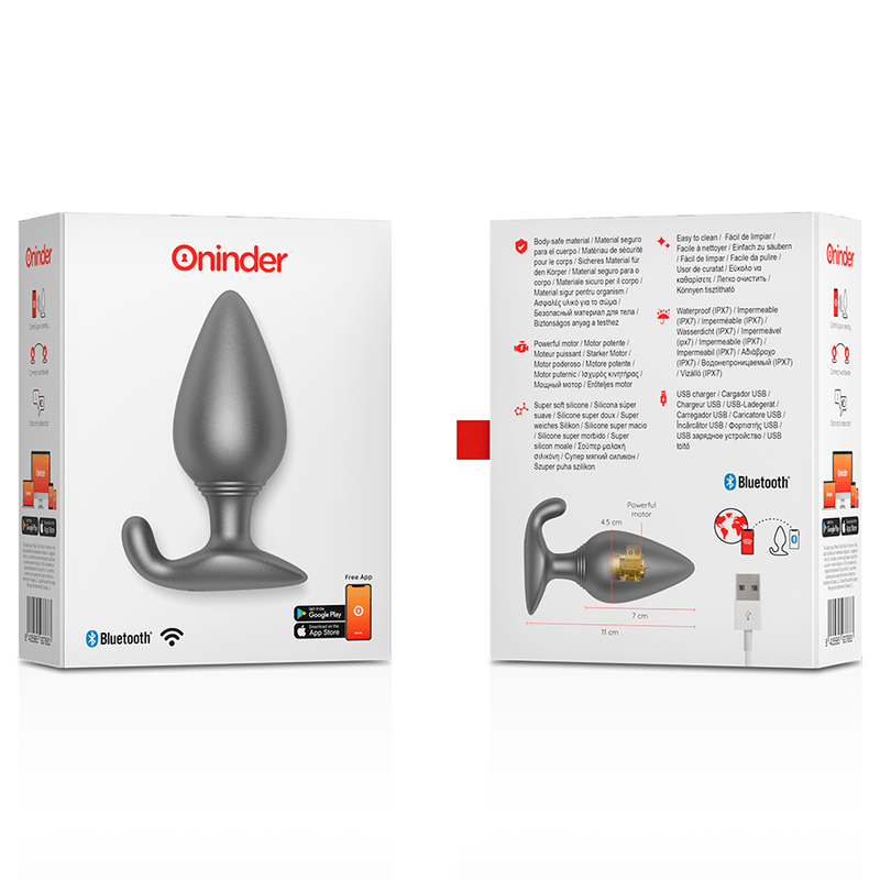 ONINDER - RIO VIBRATING ANAL PLUG BLACK - FREE APP - Amore24