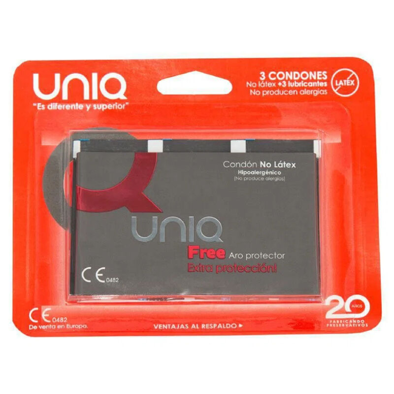 UNIQ - FREE LATEX FREE CONDOMS WITH PROTECTIVE RING 3 UNITS - Amore24