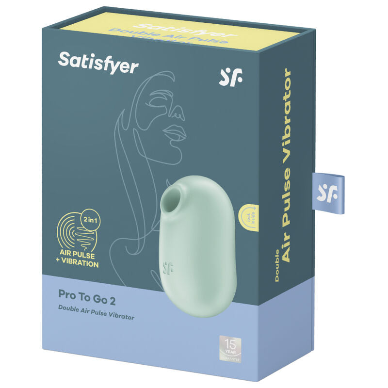 SATISFYER - PRO TO GO 2 DOUBLE AIR PULSE STIMULATOR & VIBRATOR GREEN - Amore24