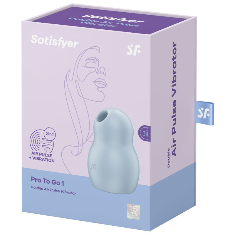 SATISFYER - PRO TO GO 1 DOUBLE AIR PULSE STIMULATOR & VIBRATOR BLUE - Amore24