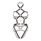 LEG AVENUE - KINK - HEART RING HARNESS TEDDY SIZE L - BLACK - Amore24