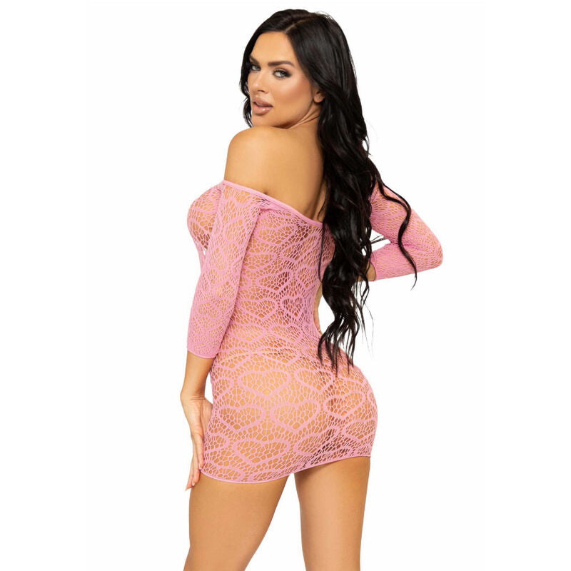 LEG AVENUE - HEART NET MINI DRESS ONE SIZE - PINK - Amore24