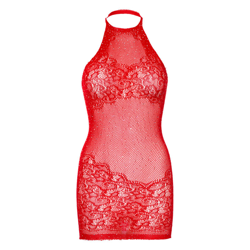 LEG AVENUE - RHINESTONE HALTER MINI DRESS ONE SIZE - WHITE - Amore24