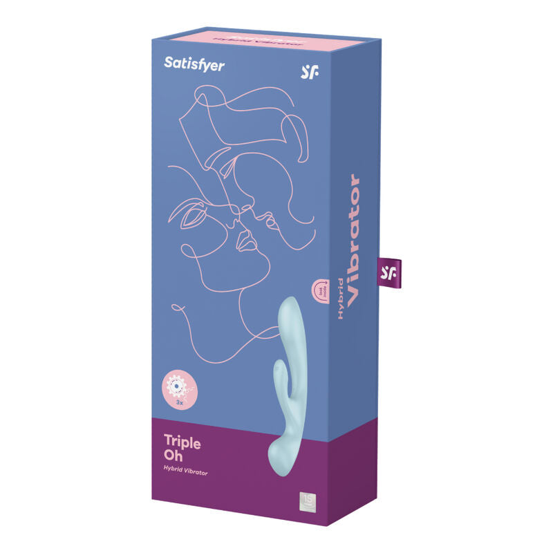 SATISFYER - TRIPLE OH HYBRID VIBRATION BLUE - Amore24