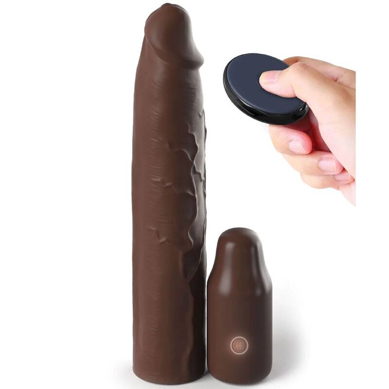 FANTASY X - TENSIONS - PIPEDREAMS SLEEVE 22,86 CM + 7,62 CM PLUG REMOTE BROWN - Amore24