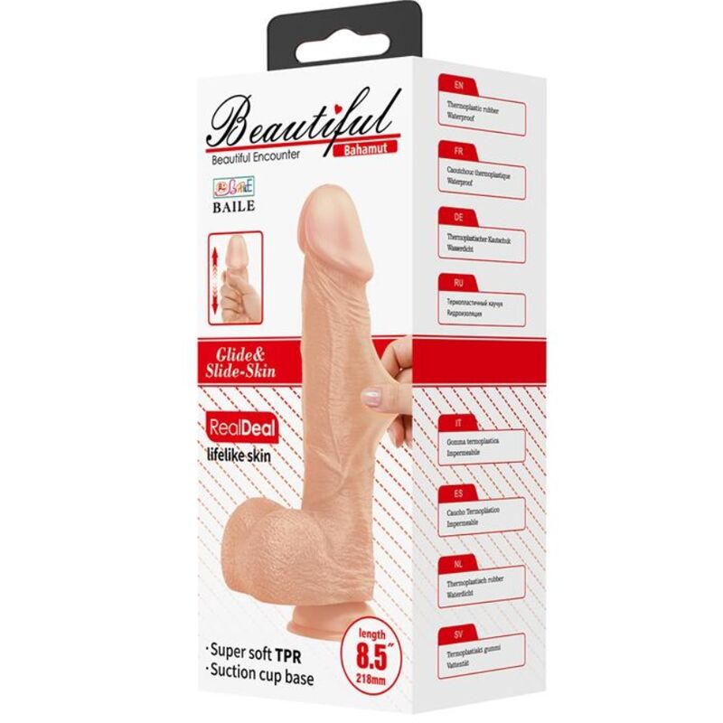 BAILE - BEAUTIFUL ENCOUNTER BAHAMUT FLEXIBLE REALISTIC DILDO 21.8 CM NATURAL - Amore24