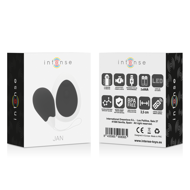INTENSE - JAN VIBRATING EGG REMOTE CONTROL BLACK - Amore24