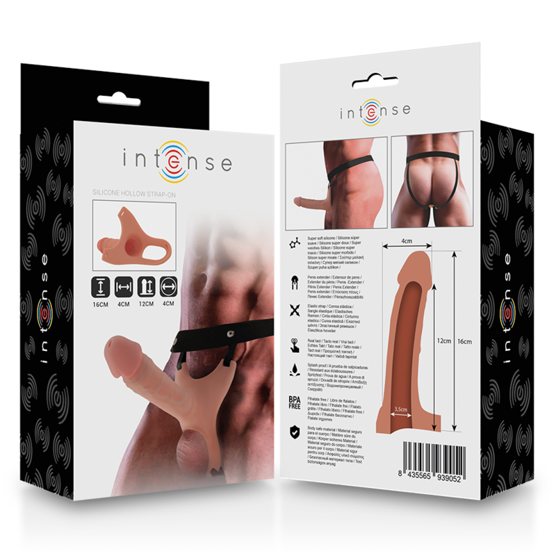 INTENSE - HOLLOW HARNESS WITH SILICONE DILDO 16 X 3.5 CM - Amore24