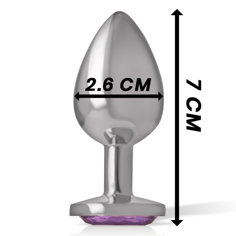 INTENSE - ALUMINUM METAL ANAL PLUG WITH VIOLET CRYSTAL SIZE S - Amore24